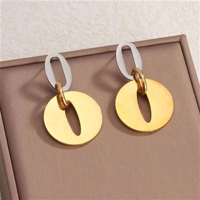 Personalized Design Light Luxury Stainless Steel Disc Combination Hoop Earrings For Women