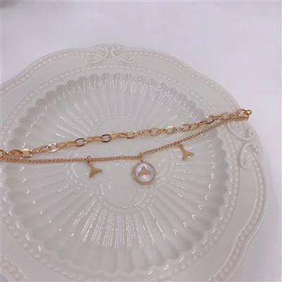Fishtail Pendant Double Chain Bracelet
