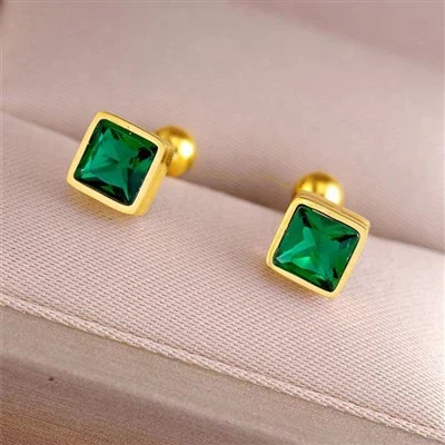 Green Zircon Ear Stud